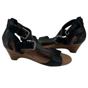 Croft & Barrow Black Ortholite Geraldine Wedge Sandals Size 8 Women’s